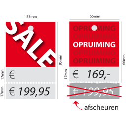 Prijskaartjes opruiming roze met scheurrand PR-0002