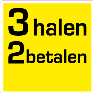 Raamsticker 3 halen 2 betalen vierkant VI-010