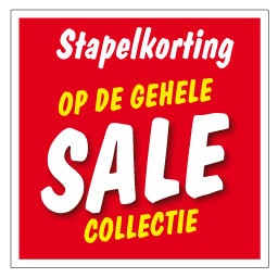 Etalagesticker stapelkorting rood 3 artikelen of meer vierkant STA-011