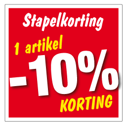 Etalagesticker stapelkorting rood 1 artikel vierkant STA-019