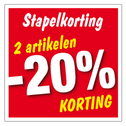 Etalagesticker stapelkorting rood 2 artikelen vierkant STA-020