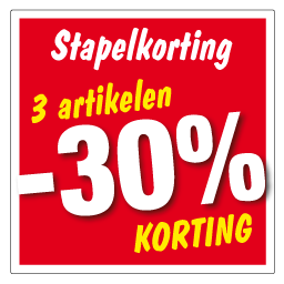 Etalagesticker stapelkorting rood 3 artikelen vierkant STA-09