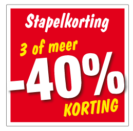 Etalagesticker stapelkorting rood 3 artikelen of meer vierkant STA-010