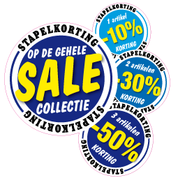 Stapelkorting etalage sticker blauw variabel STA-21