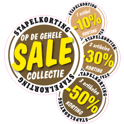 Stapelkorting etalage sticker bruin variabel STA-24