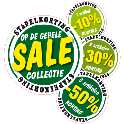 Stapelkorting etalage sticker groen variabel STA-25