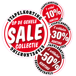 Stapelkorting etalage sticker rood variabel STA-01