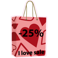 Raamsticker tasje i love sale korting VA-0099