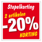 Etalagesticker stapelkorting rood 2 artikelen vierkant STA-020